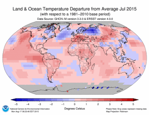 NOAA july temp map