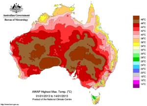 Aust heat record high temp weather map